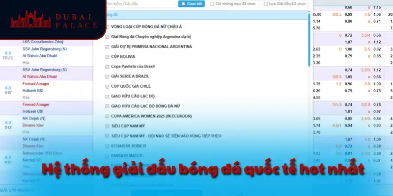 Hệ thống giải đấu bóng đá quốc tế hot nhất
