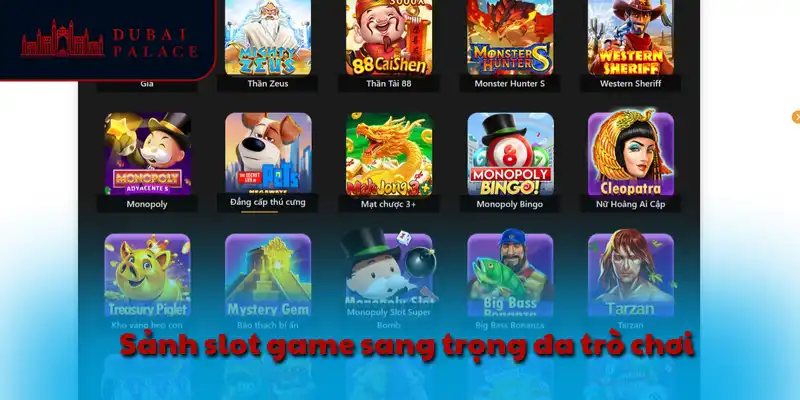 Sảnh slot game sang trọng đa trò chơi