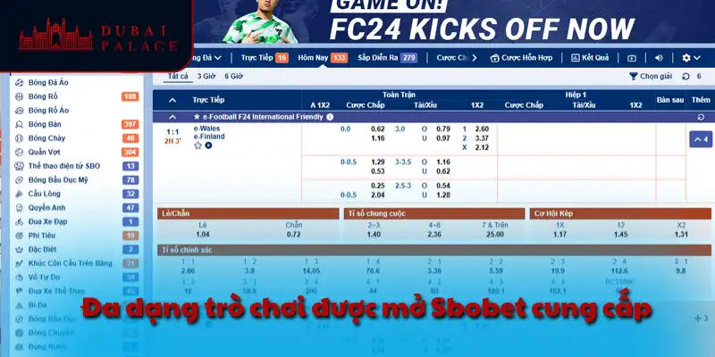 Đa dạng trò chơi được mở Sbobet cung cấp