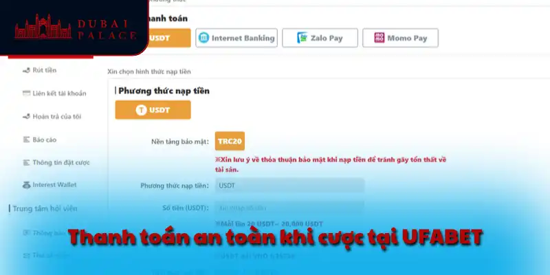 Thanh toán an toàn khi cược tại UFABET